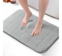 KEPLIN Alfombra de baño de Espuma viscoelástica, ultrasuave, Altamente Absorbente, Antideslizante, Lavable a máquina, Comodidad Lujosa para el Suelo del hogar y el baño (Gris Claro, 40 x 60 cm)