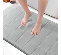 KEPLIN Alfombra de baño de Espuma viscoelástica, ultrasuave, Altamente Absorbente, Antideslizante, Lavable a máquina, Comodidad de Lujo, para el Suelo del hogar y el baño (Gris Claro, 60 x 90 cm)