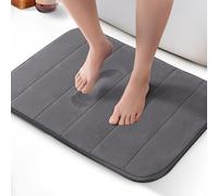 KEPLIN Alfombra de baño de Espuma viscoelástica, ultrasuave, Altamente Absorbente, Antideslizante, Lavable a máquina, Comodidad de Lujo para el Suelo del hogar y el baño (Gris Oscuro, 50 x 60 cm)