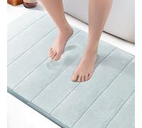 KEPLIN Alfombra de baño de Espuma viscoelástica, ultrasuave, Altamente Absorbente, Antideslizante, Lavable a máquina, Comodidad de Lujo, para el Suelo del hogar y el baño (Azul Claro, 60 x 90 cm)