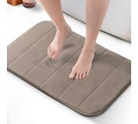 KEPLIN Alfombra de baño de Espuma viscoelástica, ultrasuave, Altamente Absorbente, Antideslizante, Lavable a máquina, Comodidad Lujosa para el Suelo del hogar y el baño (Beige, 40 x 60 cm)