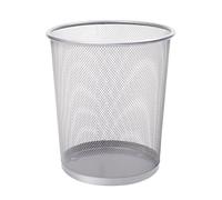 KEPLIN Cubo de basura redondo - 1 paquete de contenedores de malla antideslizante plateada | Papelera de papel | Cubo de basura de metal resistente para interiores para el hogar, dormitorio, oficina,