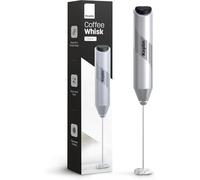 Keplin Espumador de leche de mano, batidor eléctrico de acero inoxidable, agitador de café portátil que funciona con pilas para latte, matcha, batidos de proteínas, ergonómico, compacto, fácil de