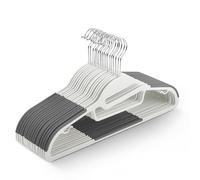 KEPLIN Paquete de 20 Perchas Antideslizantes, diseño Duradero y Delgado para Ahorrar Espacio con Giro de 360°, Organizador de Corbatas, Ganchos de Correa y Apertura en Forma de S (Blanco)