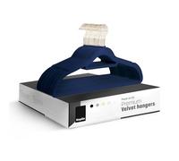 KEPLIN Paquete de 20 Perchas de Terciopelo (41,5 cm), Antideslizantes, con Barra de Corbata y Gancho de 360 Grados para Almacenamiento en el hogar, Duradero, Resistente y Ahorra Espacio (Azul Marino