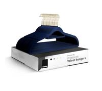 KEPLIN Paquete de 30 Perchas de Terciopelo (41,5 cm), Antideslizantes, con Barra de Corbata y Gancho de 360 Grados para Almacenamiento en el hogar, duraderas, Resistentes y ahorran Espacio (Azul