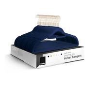 KEPLIN Paquete de 50 Perchas de Terciopelo (41,5 cm), Antideslizantes, con Barra de Corbata y Gancho de 360 Grados para Almacenamiento en el hogar, duraderas, Resistentes y ahorran Espacio (Azul