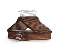 KEPLIN Perchas de Madera de Nogal Resistente con Gancho Giratorio de 360 Grados, Barra Redonda para Pantalones y Muescas en los Hombros, Ahorro de Espacio en el Armario, adecuadas para Abrigos