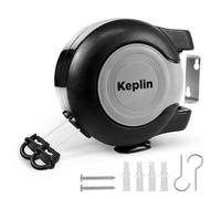 Keplin Tendedero retráctil - Tendedero Doble Resistente de 30 m, retracción automática, Montaje en Pared y Ahorro de Espacio, soporta 15 kg, fácil instalación, Interior y Exterior (30 Metros), Color