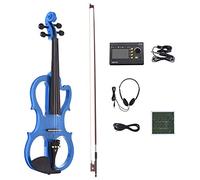 KEPOHK 4/4 clavijas de diapasón de ébano de cuerpo de arce de violín eléctrico silencioso de madera maciza con accesorios Type1Blue