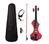 KEPOHK 4/4 clavijas de diapasón de ébano de cuerpo de arce de violín eléctrico silencioso de madera maciza con accesorios Type2Red