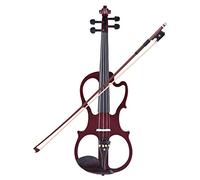 KEPOHK 4/4 clavijas de diapasón de ébano de cuerpo de arce de violín eléctrico silencioso de madera maciza con accesorios de música Borgoña