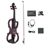 KEPOHK 4/4 clavijas de diapasón de ébano de cuerpo de arce de violín eléctrico silencioso de madera maciza con accesorios tipo 1 burdeos