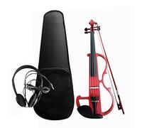 KEPOHK Kit de violín electroacústico 4/4 de madera maciza, estilo de violín silencioso eléctrico, cuerpo de tilo, clavijas de diapasón de ébano, rojo