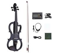 KEPOHK Tamaño completo 4/4 madera maciza violín eléctrico silencioso violín cuerpo de arce ébano diapasón clavijas mentón negro