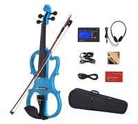 KEPOHK VE-201 VE-209 Tamaño completo 4/4 Madera maciza Violín eléctrico silencioso Violín Cuerpo de arce Clavijas de diapasón de ébano VE-201-Azul