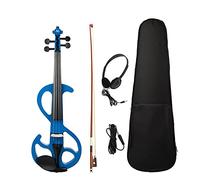 KEPOHK Violín eléctrico 4/4 violín electrónico 4/4 violín eléctrico arce cuerpo diapasón clavijas instrumentos musicales con estuche azul
