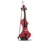 KEPOHK Violín eléctrico de tamaño completo 4/4 Madera maciza con arco de madera de Brasil Bolsa de transporte para auriculares Cable de audio de 6,35 mm Rojo