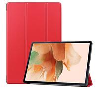 Kepuch Custer Funda para Samsung Galaxy Tab S8 Plus 5G SM-X800 SM-X806,S7 FE/S7 Plus 12.4" T730 T735 T736 T970 T975 T976,Slim Smart Cover Fundas Carcasa Case Protectora de PU-Cuero - Rojo