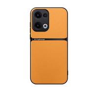Kepuch Funda para OPPO Reno 13 5G China - Litchi Grano Case Carcasa Placa de Metal Incorporada - Amarillo