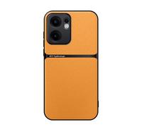 Kepuch Funda para OPPO Reno 13 F 5G Intl - Litchi Grano Case Carcasa Placa de Metal Incorporada - Amarillo