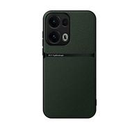 Kepuch Funda para OPPO Reno 13 Pro 5G China - Litchi Grano Case Carcasa Placa de Metal Incorporada - Verde