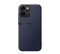Kepuch Funda para OPPO Reno 14 F (Intl) - Litchi Grano Case Carcasa Placa de Metal Incorporada - Azul