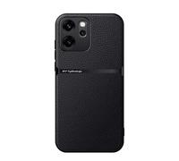 Kepuch Funda para OPPO Reno 14 F (Intl) - Litchi Grano Case Carcasa Placa de Metal Incorporada - Negro