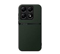 Kepuch Funda para Xiaomi 14T Pro - Litchi Grano Case Carcasa Placa de Metal Incorporada - Verde