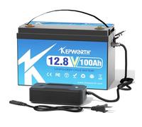 KEPWORTH - Batería LiFePO4 de 12,8 V 100 Ah Grupo 31, baterías de litio recargables con BMS de 100 A, hasta más de 4000 ciclos profundos, celdas de fosfato de hierro de litio de grado A, para motor de