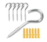 KEPYATI Ganchos De Rosca M10 X 100 Mm, 6 Unidades De Ganchos De Techo De Acero Inoxidable, Tornillos Pesados Grandes, Ganchos Para Atornillar, Adecuado Para Hamacas, Toldos, Sillas Colgantes