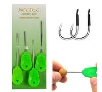 KEPYATI Juego De Herramientas De Aparejos De Pesca De Carpa,Pesca Rig Cebo Aguja Kit,Incluye Aguja De Gancho,Perforador,Extractor De Nudo Y Tijeras De Línea De Trenza De Pesca Para Señuelos De Cebo Pe