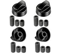 KEPYATI Manija perillas mando Universal para Horno, Perilla placa de vitrocerámica, Perillas de Cocina, Manija cocina de gas, Incluye 3 adaptadores, 4 cm diámetro, Pack 4 unidades (Negro)