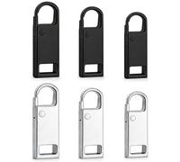 KEPYATI Tiradores De Cremallera De Repuesto, 6 Pestañas Metálicas Extraíbles, 3 Tamaños Cursor Cremalleras, Para Bolso, Ropa, Jeans, Maleta Y Equipaje （Negro Y Plata）