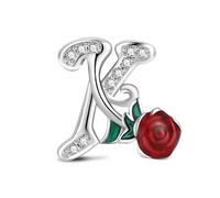 KEQ A-Z 26 Abalorios Charms Colgantes de Alfabeto Cuentas Plata de Ley 925 Rosal con Circonita cúbica Compatible con Pulsera Pandora & Europeo, Charms de Letra para Mujer (K)