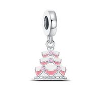 KEQ Abalorio de Amor Familiar Cuentas de Plata de Ley 925 Herzform Liebes-Anhänger de Viaje Para Pulseras Europeas mujer Abalorios Regalos para Navidad (Tarta de aniversario de boda)