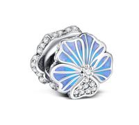 KEQ Abalorio de Amor Familiar Cuentas de Plata de Ley 925 Herzform Liebes-Anhänger de Viaje Para Pulseras Europeas mujer Abalorios Regalos para Navidad (Abalorio de loto azul)