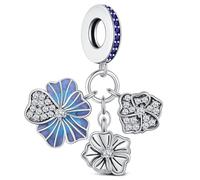 KEQ Abalorio de Amor Familiar Cuentas de Plata de Ley 925 Herzform Liebes-Anhänger de Viaje Para Pulseras Europeas mujer Abalorios Regalos para Navidad (Loto azul)