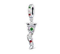 KEQ Abalorio de Amor Familiar Cuentas de Plata de Ley 925 Herzform Liebes-Anhänger de Viaje Para Pulseras Europeas mujer Abalorios Regalos para Navidad (cornicello de la suerte italiano)