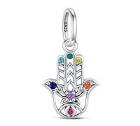 KEQ Abalorio de Amor Familiar Cuentas de Plata de Ley 925 Herzform Liebes-Anhänger de Viaje Para Pulseras Europeas mujer Abalorios Regalos para Navidad (La mano de Fátima)