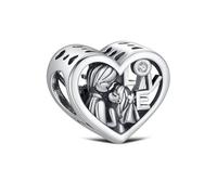 KEQ Abalorio de corazón de plata 925 con texto en inglés «Married Couple I love you» infinito, abalorio de corazón perfecto para aniversario, dulce 16 o cumpleaños, joyería de regalo para mujer, Mini