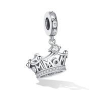 KEQ Abalorio de corona de plata de ley compatible con pulseras Pandora, collar, joyería de regalo para mujer Crown Charms para esposa, Día de la Madre
