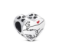KEQ Abalorio de plata 925 con diseño de corazón de loto para pulseras para el día de la madre, colgante de corazón de loto para mamá, para mamá, nueva madre, abuela, mujer, esposa, Mini , Plata, No