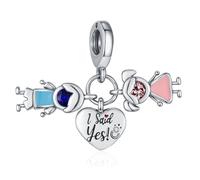 KEQ Abalorio de plata 925 con forma de corazón para pulsera Pandora Mom Has You In His Arms Family Dog Charm para esposa, Día de la Madre, amor, corazón, cumpleaños, regalo BBF, Mini , Plata de ley