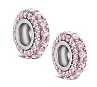 KEQ Abalorio espaciador de plata 925 para pulseras Pandora, piedra natal, circonita cúbica, siempre tapón, día de la madre, día de San Valentín, regalos para mamá, nieta, esposa, hermanas, amigas