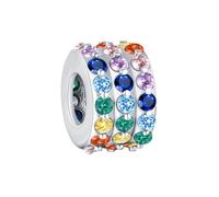 KEQ Abalorio espaciador para pulseras Pandora, relleno de calcetines, circonita cúbica, clip en el tope de joyería de Navidad, regalos para mujeres y madres, 1 Pieza, Plata de ley, No es una piedra