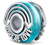 KEQ Abalorio ondulado de cristal de Murano, Colgante Transparente para Pulsera y Cadena para Mujer, Flor Charms de Plata 925,Abalorio Compatible Pandora Gnoce y Trollbeads (amor)