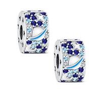 KEQ Abalorios Clip Plata 925 con Circonitas - Joyas para Pulsera, Collar o Brazalete - Regalo Mujer, Madre, Cumpleaños - Compatible con Pulseras de Abalorios (Cielos Nocturnos)