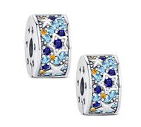 KEQ Abalorios Clip Plata 925 con Circonitas - Joyas para Pulsera, Collar o Brazalete - Regalo Mujer, Madre, Cumpleaños - Compatible con Pulseras de Abalorios (Estrella de la Noche)