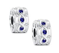 KEQ Abalorios Clip Plata 925 con Circonitas - Joyas para Pulsera, Collar o Brazalete - Regalo Mujer, Madre, Cumpleaños - Compatible con Pulseras de Abalorios (Ojo Maligno Infinito)